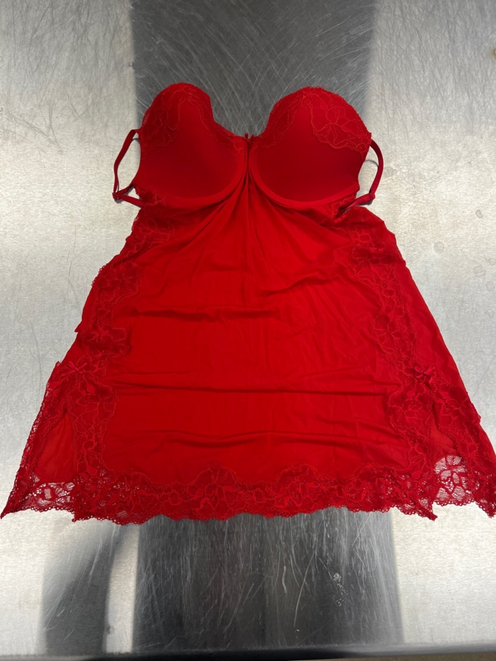 Victoria's Secret Red Lace-Trim Underwire Chemise